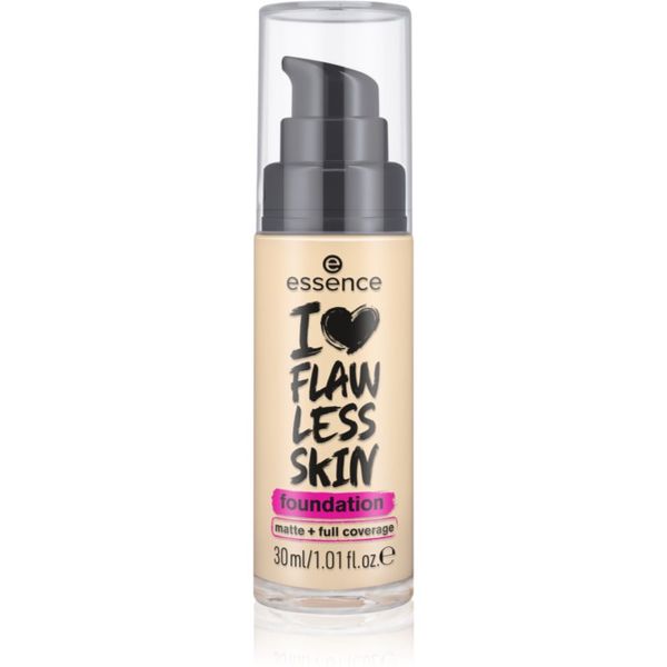 Essence Essence I LOVE FLAWLESS SKIN prekrivni tekoči puder z mat učinkom odtenek 20 - Medium Porcelain 30 ml