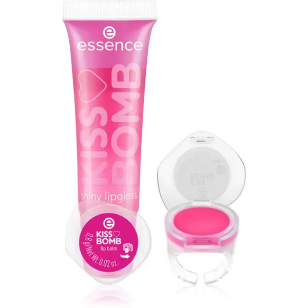 essence essence KISS BOMB shiny lipgloss & lip balm set za ustnice