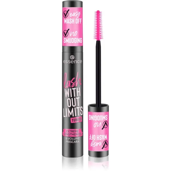 essence essence lash WITHOUT LIMITS TUBING maskara za volumen in podaljšanje trepalnic odtenek 04 Black Tubing 13 ml