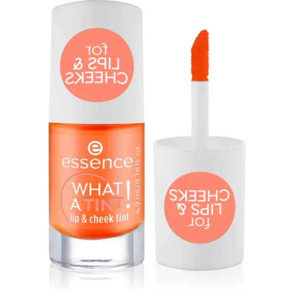 essence essence WHAT A TINT! tekoče rdečilo in sijaj za ustnice odtenek 03 Peachy Vibes 4.9 ml