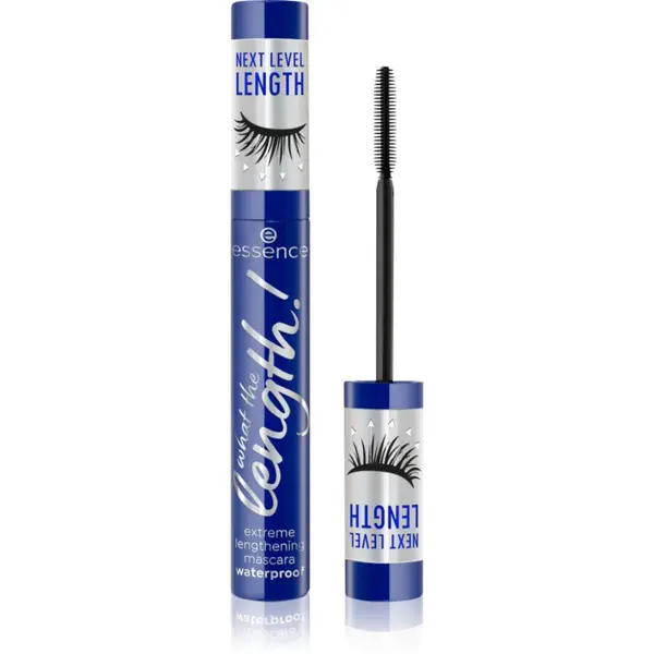 essence essence What The Length! vodoodporna maskara za podaljšanje trepalnic odtenek 02 Black Waterproof 10 ml