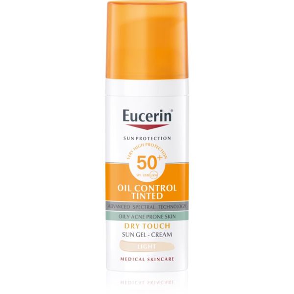 Eucerin Eucerin Sun Oil Control Tinted kremast gel za sončenje SPF 50+ odtenek Light 50 ml