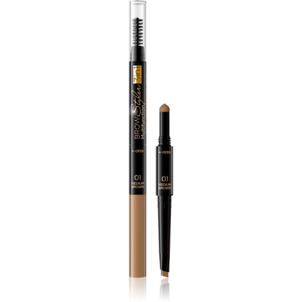 Eveline Cosmetics Eveline Cosmetics Brow Styler natančni svinčnik za obrvi 3v1 odtenek 01 Medium Brown 1,2 g