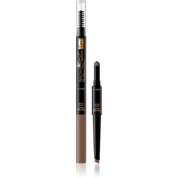 Eveline Cosmetics Eveline Cosmetics Brow Styler natančni svinčnik za obrvi 3v1 odtenek 02 Dark Brown 1,2 g