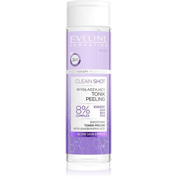 Eveline Cosmetics Eveline Cosmetics Clean Shot 8% Complex Of Hydroxy Acids gladilni tonik s piling učinkom 200 ml
