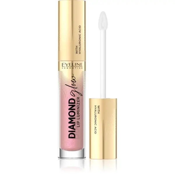 Eveline Cosmetics Eveline Cosmetics Diamond Glow bleščeči sijaj za ustnice s hialuronsko kislino odtenek 08 Honey Glam 4,5 ml