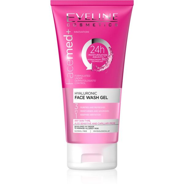 Eveline Cosmetics Eveline Cosmetics FaceMed+ čistilni gel 3 v 1 s hialuronsko kislino 150 ml