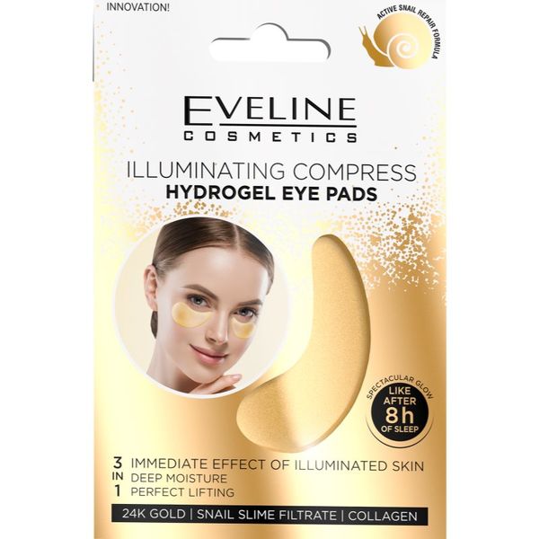 Eveline Cosmetics Eveline Cosmetics Gold Illuminating Compress hidrogel maska za predel okoli oči s polžjim ekstraktom 2 kos