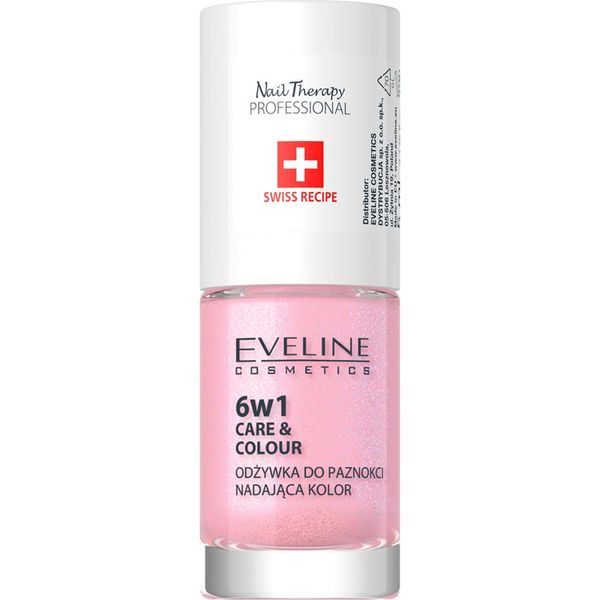 Eveline Cosmetics Eveline Cosmetics Nail Therapy Care & Colour balzam za nohte 6 v 1 odtenek Shimmer Pink 5 ml