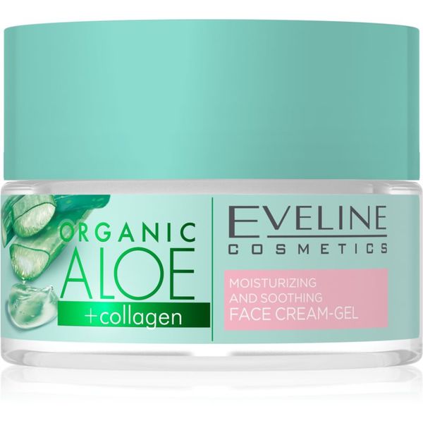 Eveline Cosmetics Eveline Cosmetics Organic Aloe+Collagen aktivna intenzivno vlažilna gel krema s pomirjajočim učinkom 50 ml