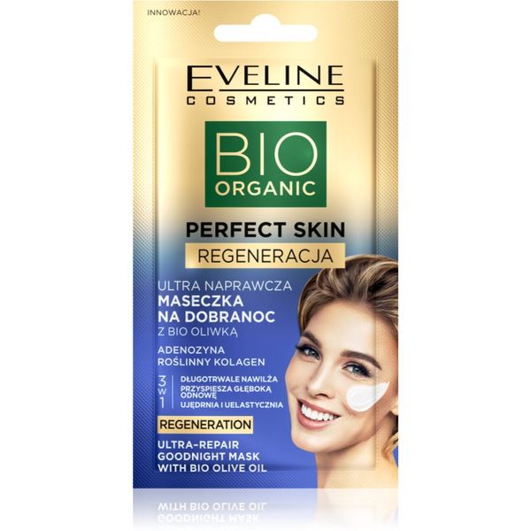 Eveline Cosmetics Eveline Cosmetics Perfect Skin Bio Olive Oil revitalizacijska maska za obraz čez noč z oljčnim oljem 8 ml