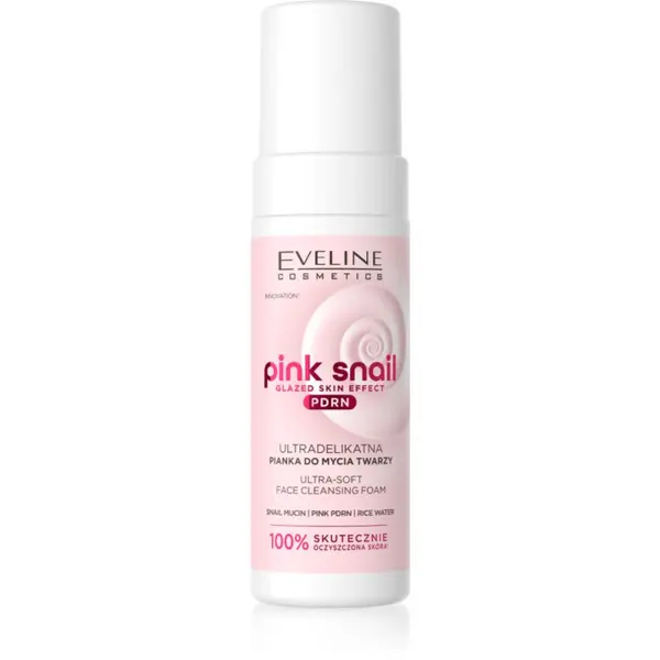 Eveline Cosmetics Eveline Cosmetics Pink Snail Glazed Skin Effect nežna čistilna pena za obraz 150 ml