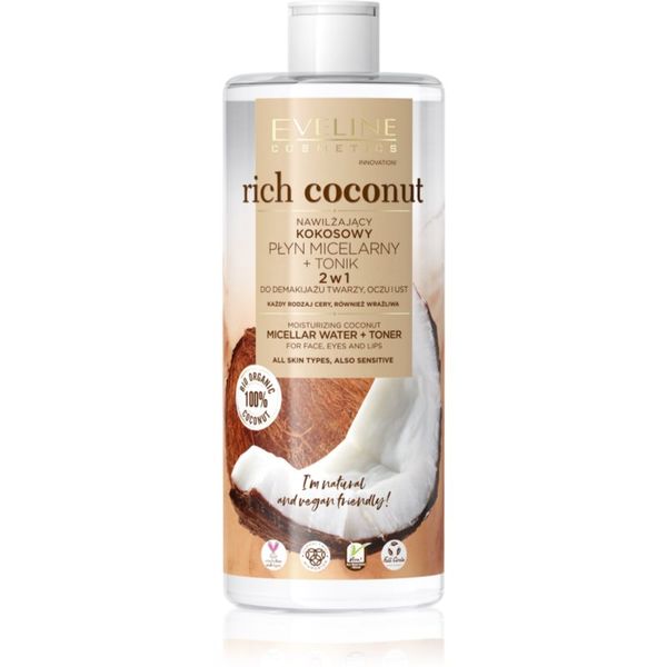 Eveline Cosmetics Eveline Cosmetics Rich Coconut micelarna voda in tonik 2 v 1 500 ml