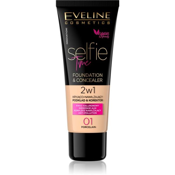Eveline Cosmetics Eveline Cosmetics Selfie Time puder in korektor 2 v 1 odtenek 01 Porcelain 30 ml