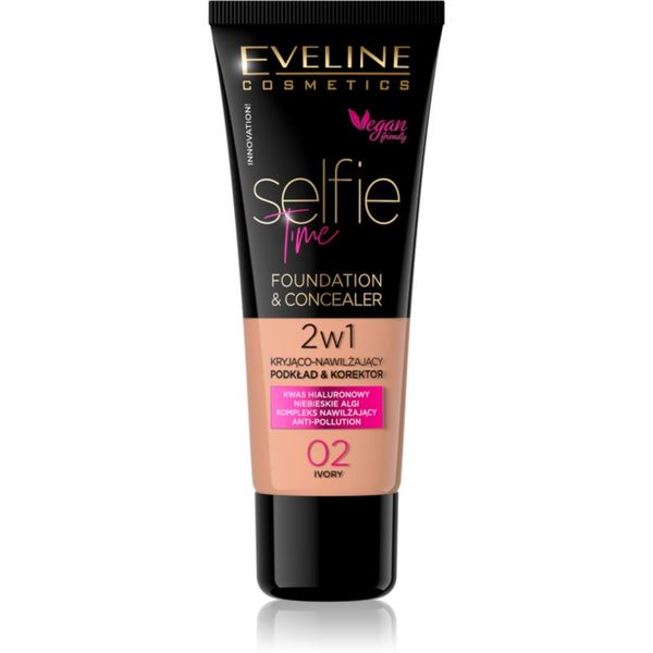 Eveline Cosmetics Eveline Cosmetics Selfie Time puder in korektor 2 v 1 odtenek 02 Ivory 30 ml