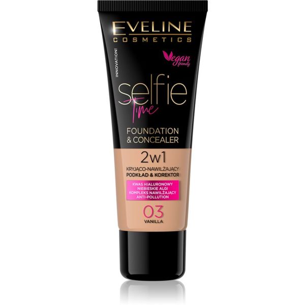 Eveline Cosmetics Eveline Cosmetics Selfie Time puder in korektor 2 v 1 odtenek 03 Vanilla 30 ml