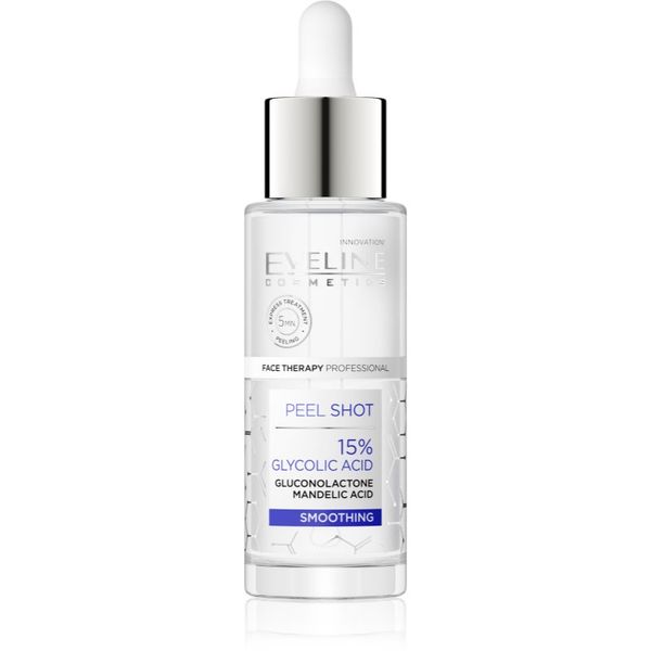 Eveline Cosmetics Eveline Cosmetics Serum Shot 15% Glycolic Acid gladilni piling za obraz za poenotenje tona kože 30 ml