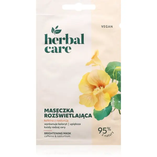 Farmona Farmona Herbal Care Caffeine & Nasturtium maska za posvetlitev za obraz, vrat in dekolte 1 kos