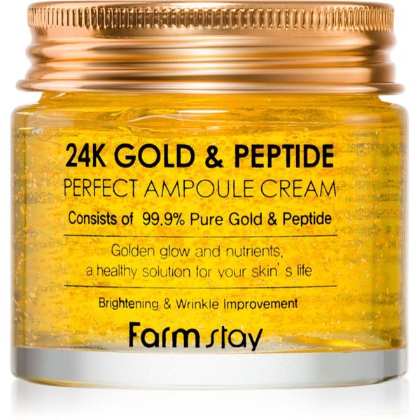 Farmstay Farmstay 24K Gold & Peptide Perfect Ampoule Cream vlažilna krema proti staranju kože 80 ml