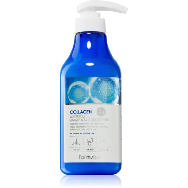 Farmstay Farmstay Collagen Water Full šampon in balzam 2 v1 s kolagenom 530 ml