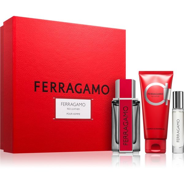 Ferragamo Ferragamo Red Leather darilni set za moške