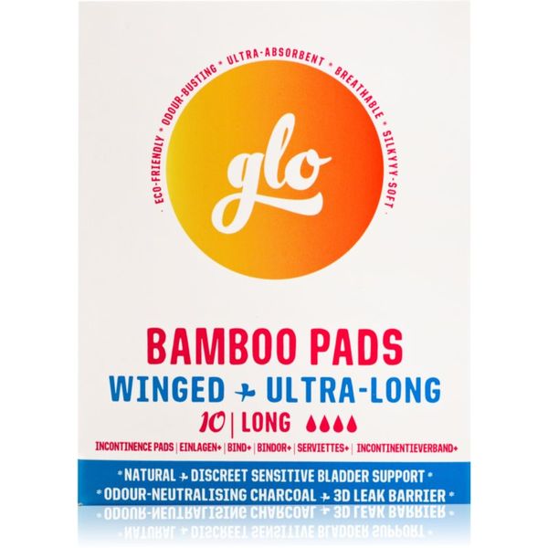 FLO FLO GLO Bamboo Pads vložki za inkontinenco s krilci Long 10 kos
