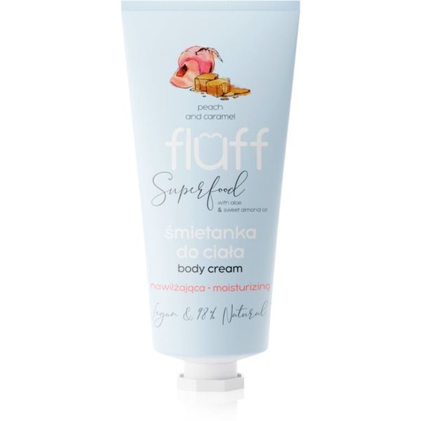 Fluff Fluff Superfood Peach & Caramel vlažilna krema za telo Aloe & Sweet Almond Oil 150 ml