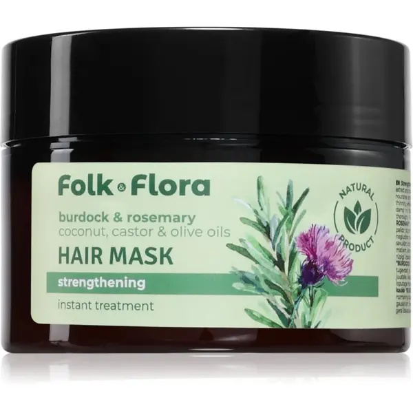 Folk & Flora Folk & Flora Burdock & Rosemary globinsko krepilna maska za lase 200 ml