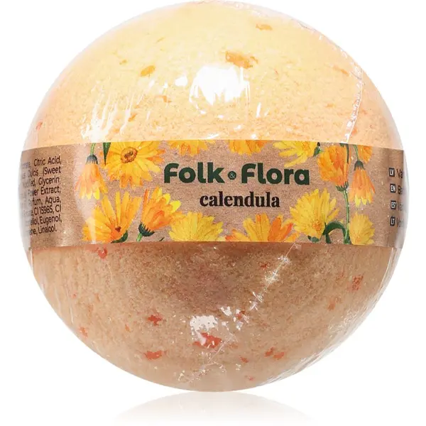 Folk & Flora Folk & Flora Calendula šumeča kopalna kroglica z ognjičem 130 g