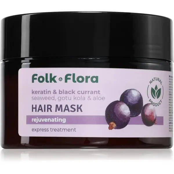Folk & Flora Folk & Flora Keratin & Black Currant regeneracijska maska za lase 200 ml