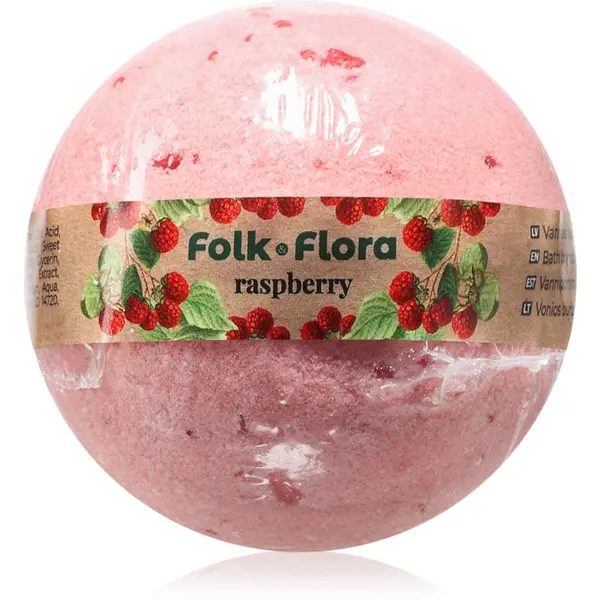 Folk & Flora Folk & Flora Raspberry kroglica za kopel 130 g
