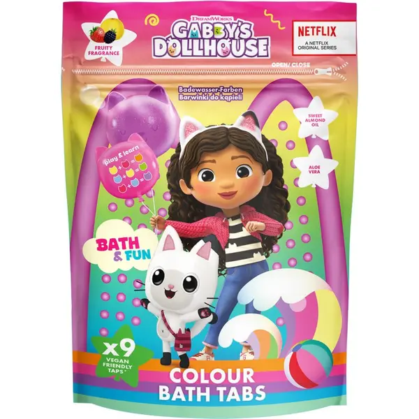 Gabby's Dollhouse Gabby's Dollhouse Colour Bath Tabs barvne šumeče tablete za v kopel 3y+ 9x16 g