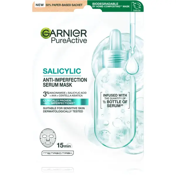 Garnier Garnier Pure Active Salicylic maska iz platna proti nepravilnostim na koži 1 kos
