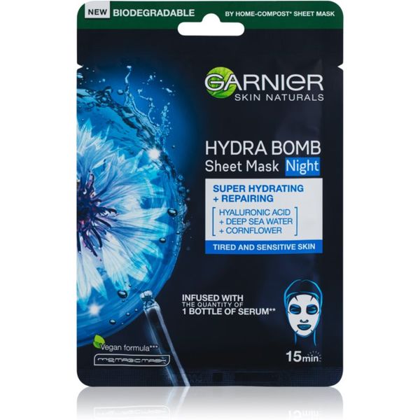Garnier Garnier Skin Naturals Hydra Bomb hranilna tekstilna maska za noč 28 g