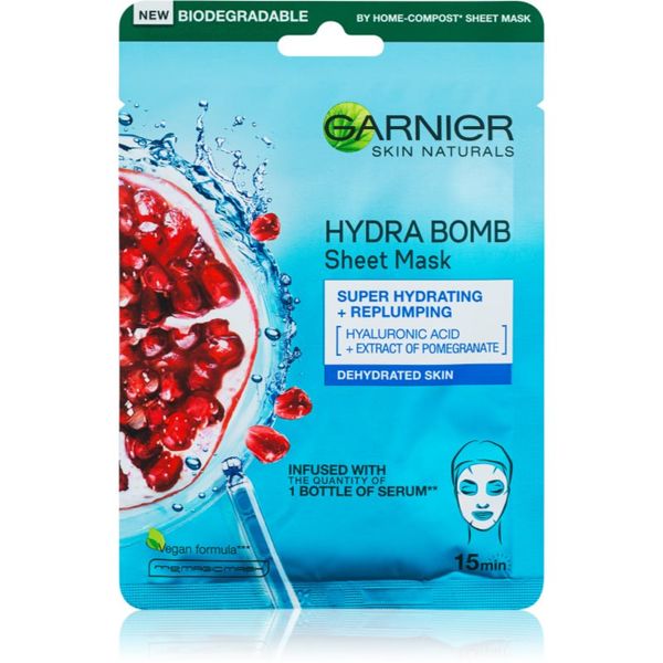 Garnier Garnier Skin Naturals Moisture+Aqua Bomb vlažilna tekstilna maska s hialuronsko kislino 1 kos