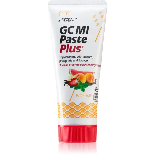 GC GC MI Paste Plus remineralizacijska zaščitna krema za občutljive zobe s fluoridom okus Tutti Frutti 35 ml