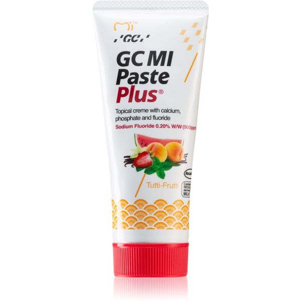 GC GC MI Paste Plus remineralizacijska zaščitna krema za občutljive zobe s fluoridom okus Tutti Frutti 35 ml