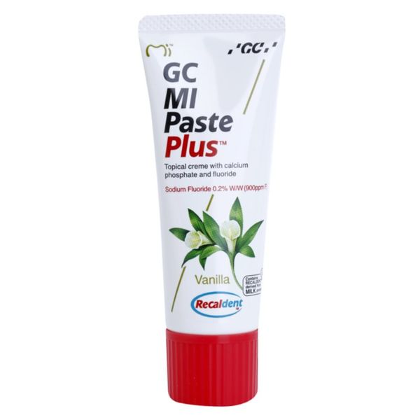 GC GC MI Paste Plus remineralizacijska zaščitna krema za občutljive zobe s fluoridom okus Vanilla 35 ml