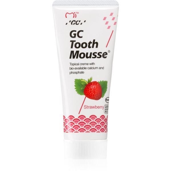 GC GC Tooth Mousse remineralizacijska zaščitna krema za občutljive zobe brez fluorida okus Strawberry 35 ml