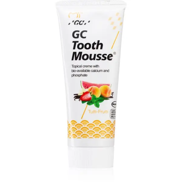 GC GC Tooth Mousse remineralizacijska zaščitna krema za občutljive zobe brez fluorida okus Tutti Frutti 35 ml