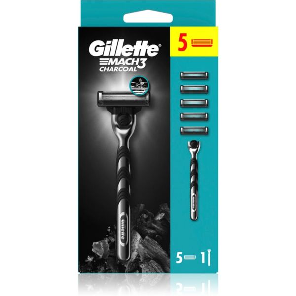 Gillette Gillette Mach3 Charcoal brivnik + nadomestne glave 5 kos