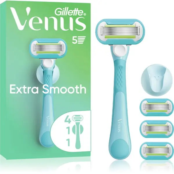 Gillette Gillette Venus Extra Smooth ženski brivnik z držalom za prho + nadomestne britvice 6 kos