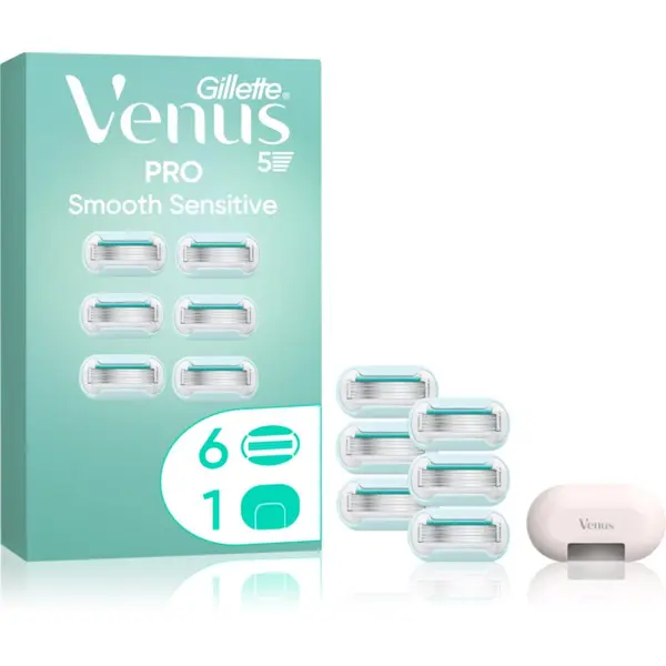Gillette Gillette Venus PRO Smooth Sensitive nadomestne britvice + zaščitni pokrovček 6 kos