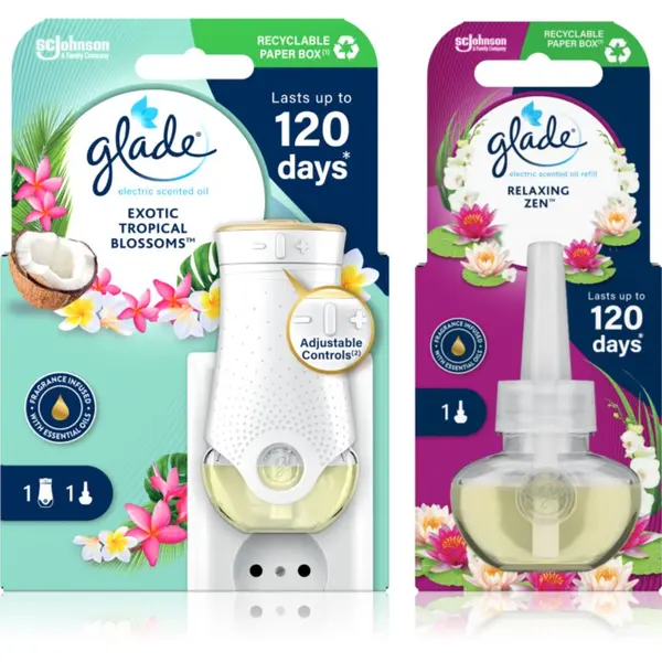Glade GLADE Electric scented oil Exotic Tropical Blossom + Relaxing Zen ugodno pakiranje 3 kos
