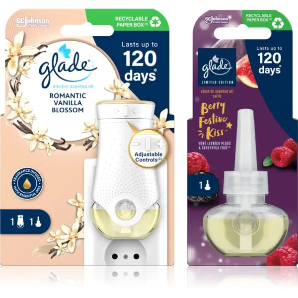 Glade GLADE Electric scented oil Romantic Vanilla Blossom + Berry Festive Kiss ugodno pakiranje 3 kos