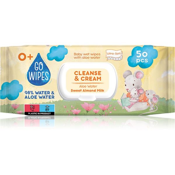 GoWipes GoWipes Cleanse & Cream Sweet Almond Milk otroški nežni vlažni robčki z aloe vero 50 kos