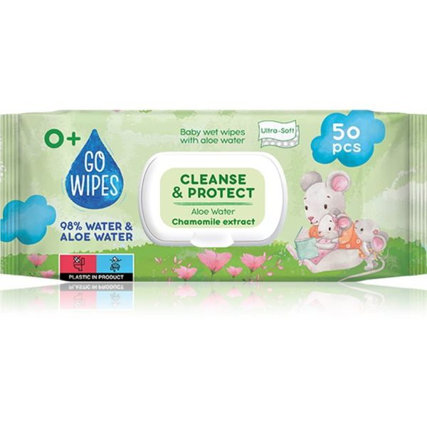 GoWipes GoWipes Cleanse & Protect Chamomile extract otroški nežni vlažni robčki z aloe vero 50 kos