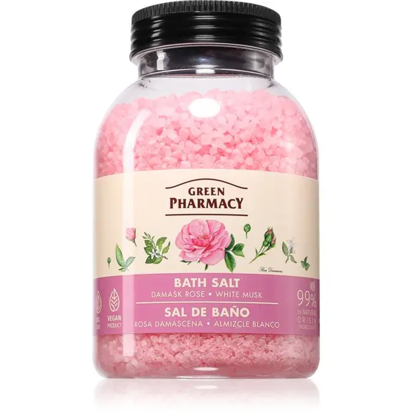 Green Pharmacy Green Pharmacy Damask Rose & White Musk Bath Salt relaksacijska sol za kopel 1000 g