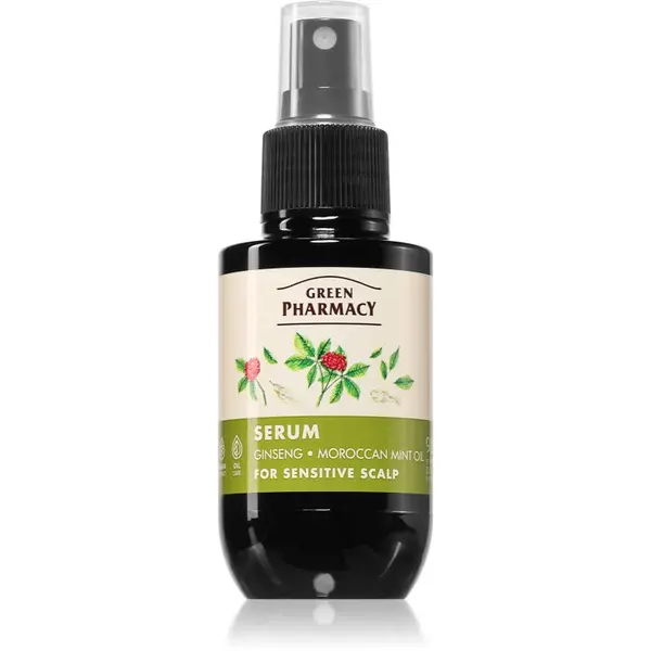 Green Pharmacy Green Pharmacy Ginseng & Morrocan mint oil Serum serum za občutljive lase 100 ml