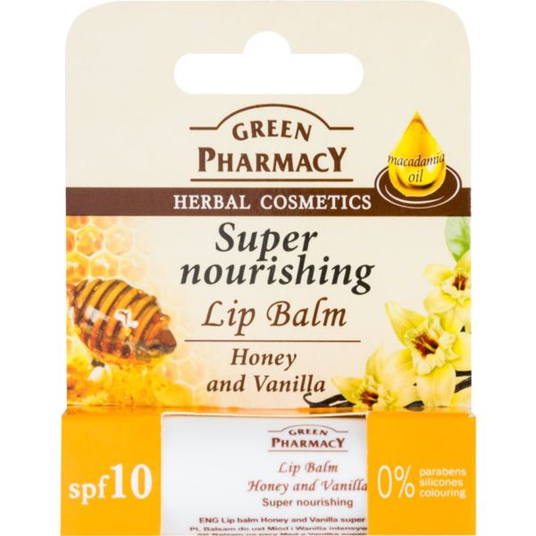 Green Pharmacy Green Pharmacy Lip Care hranilni balzam za ustnice SPF 10 brez silikonov, parabenov in barvil 3.6 g